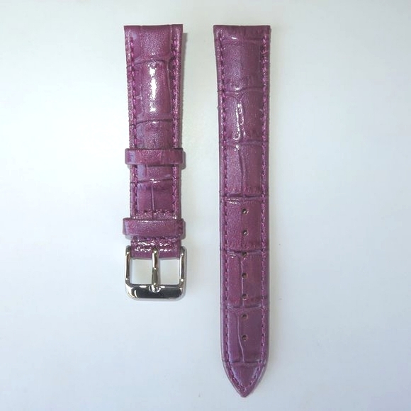 18mm Croc Embossed Purple Leather Watch Strap Replacement Band - Picture 2 of 6